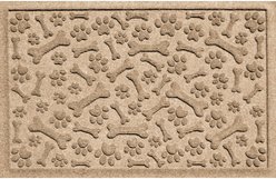 Bungalow Flooring Waterhog Paws & Bones Dog Dinner Mat, Camel, 28 x 18-in