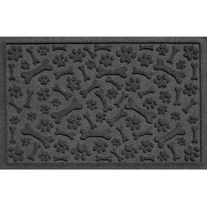 Bungalow Flooring Waterhog Paws & Bones Dog Dinner Mat, Charcoal, 28 x 18-in