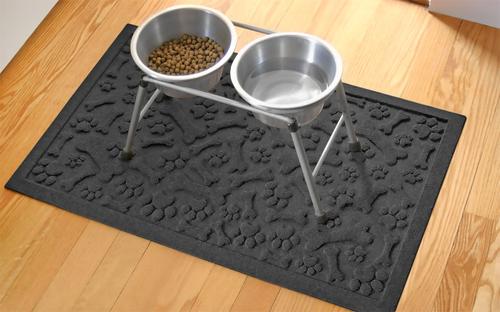 Show full view: Bungalow Flooring Waterhog Paws & Bones Dog Dinner Mat, Charcoal, 28 x 18-in slide 3 of 6