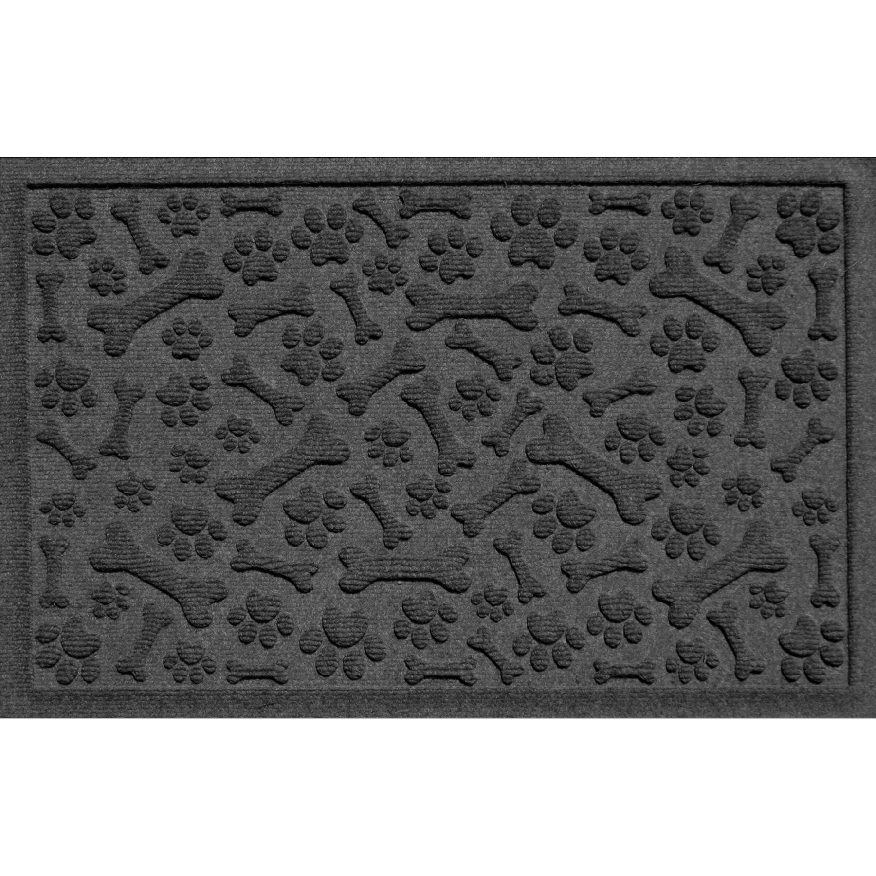 Bungalow Flooring Waterhog Paws & Bones Dog Dinner Mat, Charcoal, 35 x 23-in