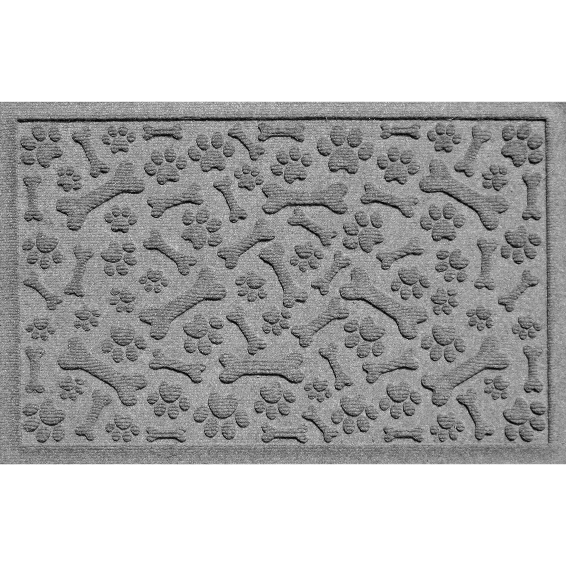Bungalow Flooring Waterhog Paws & Bones Dog Dinner Mat, Medium Gray, 28 x 18-in