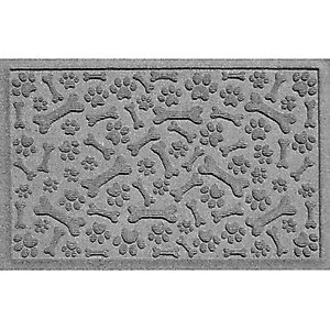 Bungalow Flooring Waterhog Paws & Bones Dog Dinner Mat, Medium Gray, 28 x 18-in