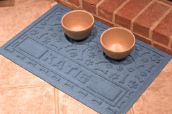 Bungalow Flooring Waterhog Paws & Bones Personalized Dog Placemat, Bluestone, 28 x 18-in slide 2 of 7