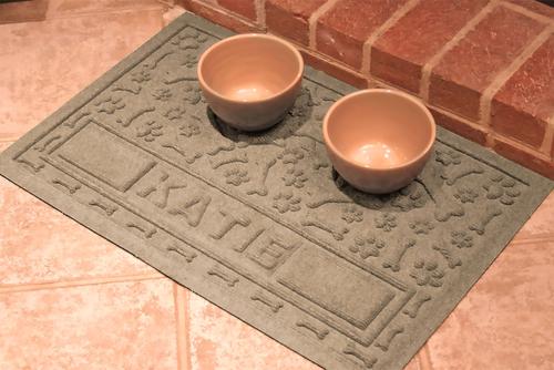 Show full view: Bungalow Flooring Waterhog Paws & Bones Personalized Dog Placemat, Camel, 28 x 18-in slide 3 of 11