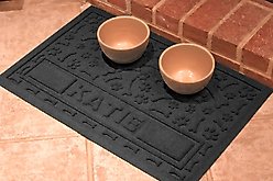 Bungalow Flooring Waterhog Paws & Bones Personalized Dog Placemat, Charcoal, 35 x 23-in slide 2 of 7