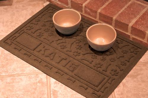 Show full view: Bungalow Flooring Waterhog Paws & Bones Personalized Dog Placemat, Dark Brown, 28 x 18-in slide 2 of 10