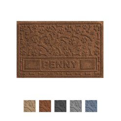 Bungalow Flooring Waterhog Paws & Bones Personalized Dog Placemat, Dark Brown, 35 x 23-in