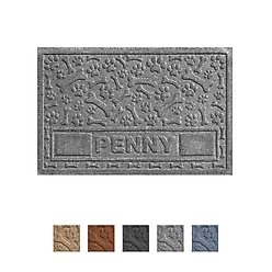 Bungalow Flooring Waterhog Paws & Bones Personalized Dog Placemat, Medium Gray, 28 x 18-in