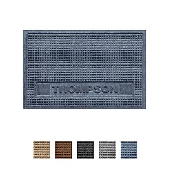 Bungalow Flooring Waterhog Squares Personalized Dog & Cat Placemat, Bluestone, 35 x 23-in