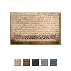 Bungalow Flooring Waterhog Squares Personalized Dog & Cat Placemat, Camel, 35 x 23-in