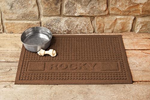 Show full view: Bungalow Flooring Waterhog Squares Personalized Dog & Cat Placemat, Dark Brown, 28 x 18-in slide 2 of 5