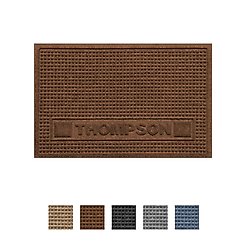 Bungalow Flooring Waterhog Squares Personalized Dog & Cat Placemat, Dark Brown, 35 x 23-in