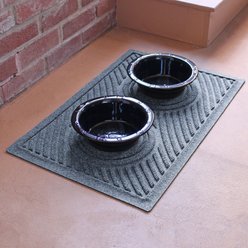 Bungalow Flooring Waterhog Wave Dog Dinner Mat, 27 x 18-in, Bluestone