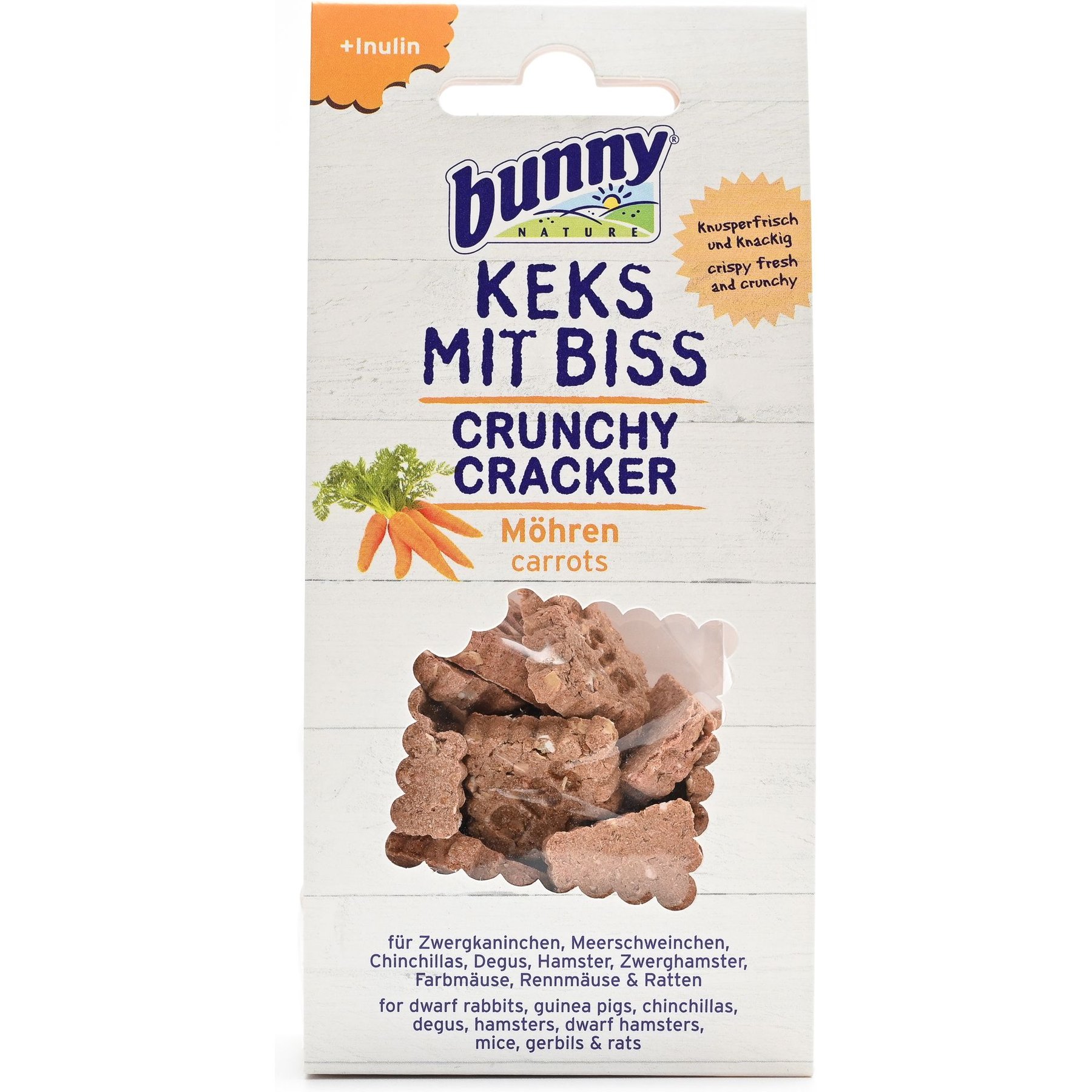 Bunny Nature Crunchy Cracker Carrots Rabbit & Hamster Treats, 1.8-oz bag