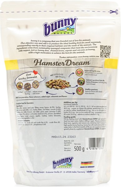 Show full view: Bunny Nature HamsterDream Expert Hamster Food, 1.1-lb bag slide 3 of 6