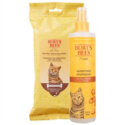 Burt's Bees Dander Reducing Wipes with Colloidal Oat Flour & Aloe Vera, 50 count + Waterless Shampoo for Cats, 10-oz bottle slide 1 of 9