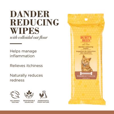 Show full view: Burt's Bees Dander Reducing Wipes with Colloidal Oat Flour & Aloe Vera, 50 count + Waterless Shampoo for Cats, 10-oz bottle slide 4 of 10