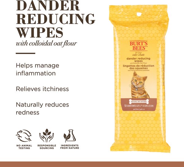 Show full view: Burt's Bees Dander Reducing Wipes with Colloidal Oat Flour & Aloe Vera for Cats, 50 count slide 3 of 8