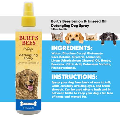 Show full view: Burt's Bees Lemon & Linseed Oil Detangling Dog Spray, 10-fl oz bottle slide 2 of 4