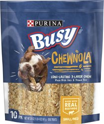 Busy Bone Chewnola Long-Lasting Triple Layered Small/Medium Dog Treat, 10 count