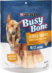 Busy Bone Jerky Wraps Long-Lasting Small/Medium Dog Treats, 4 count pouch