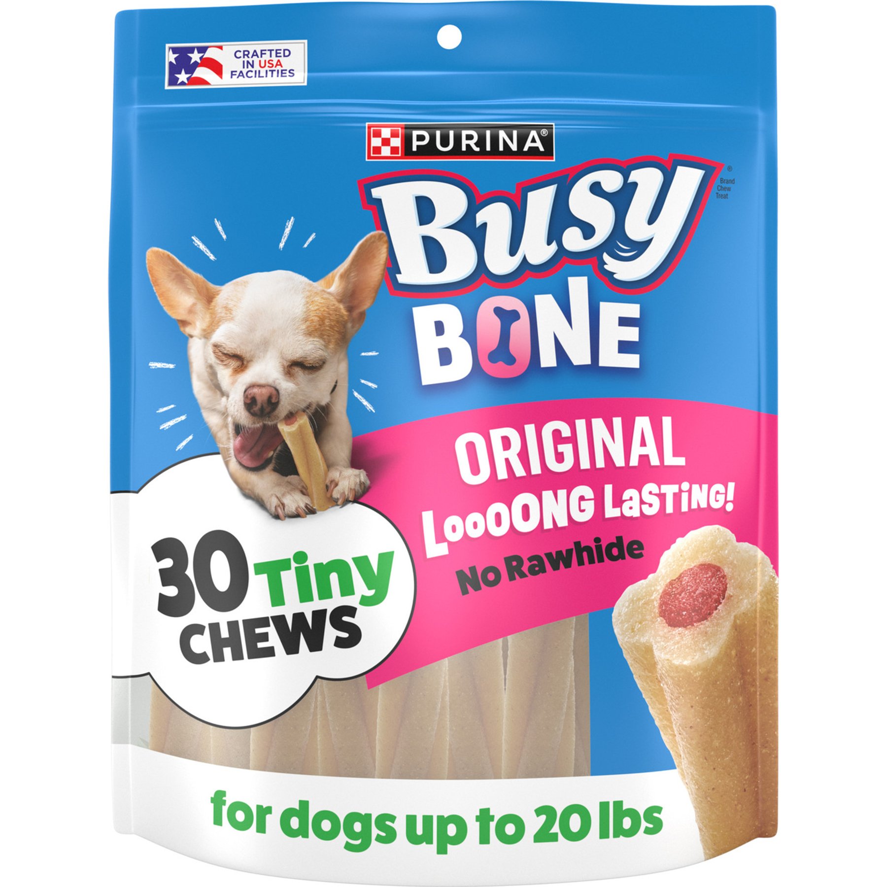 Busy Bone Long-Lasting Real Meat Tiny Dog Treat, 30 count