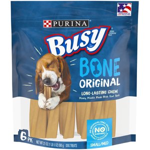 Busy Bone Original Long-Lasting Real Meat Small/Medium Dog Treats, 6 count