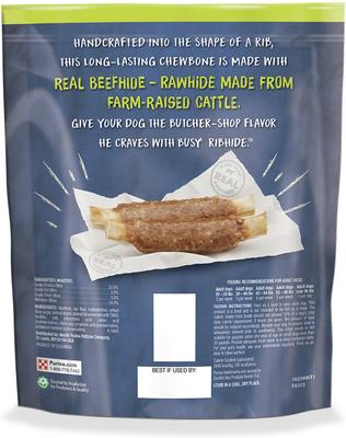 Show full view: Busy Bone Rib Hide, Long-Lasting Small/Medium Dog Treats, 12 count pouch slide 3 of 13