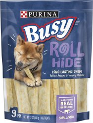 Busy Bone Rollhide, Long-Lasting Small/Medium Dog Treats, 9 count pouch