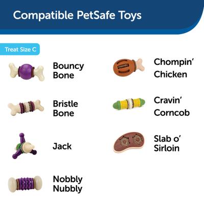 Show full view: Busy Buddy Bristle Bone Treat Dispenser Dog Chew Toy + Peanut Butter & Rawhide Variety Pack Refill Rings Dog Treat, 24 count slide 8 of 10