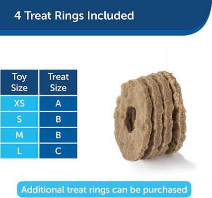 Show full view: Busy Buddy Bristle Bone Treat Dispenser Tough Dog Chew Toy, Medium + Busy Buddy Peanut Butter & Rawhide Variety Pack Refill Rings Dog Treat, Medium slide 5 of 9