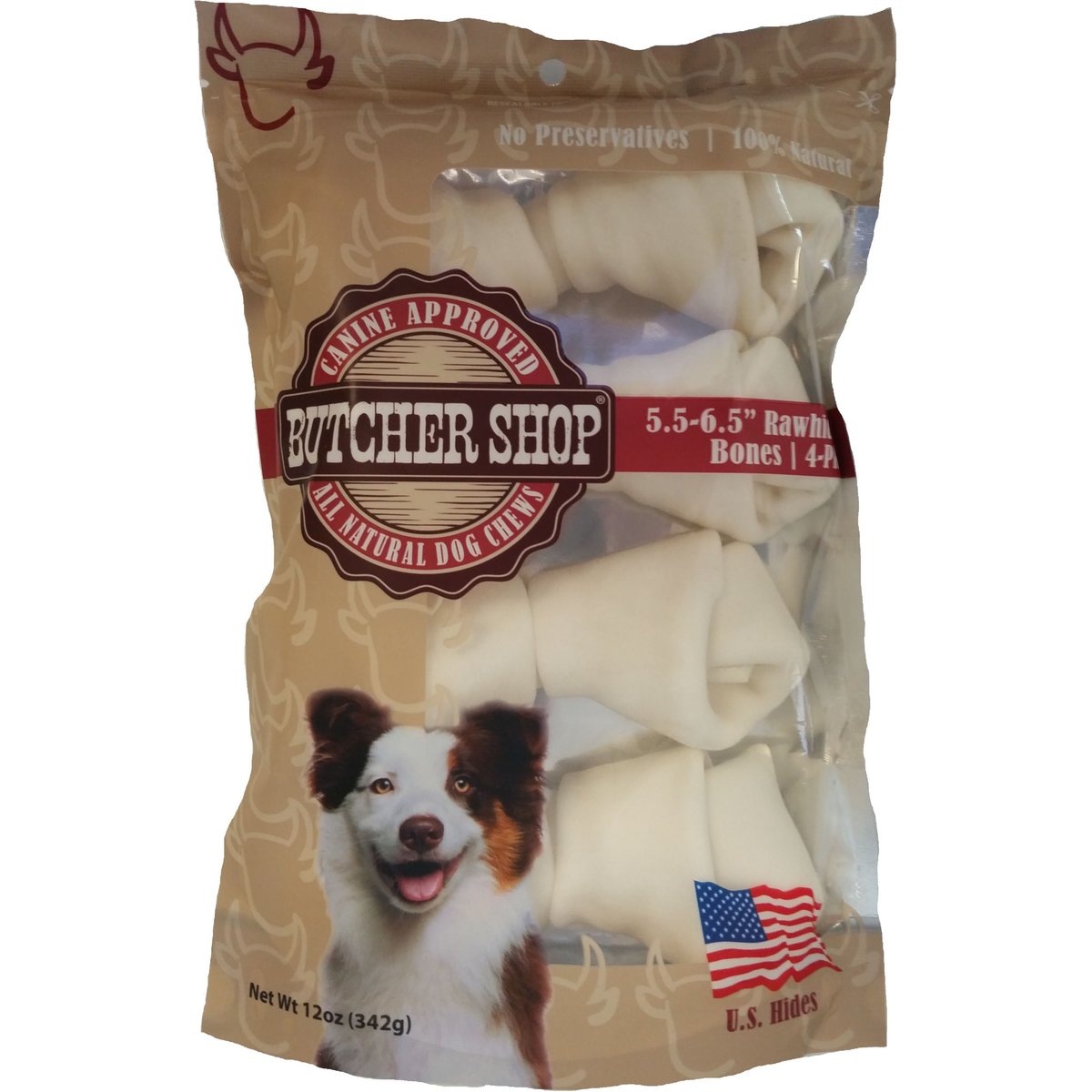 Butcher Shop 5.5-6.5-in Rawhide Bones Dog Jerky Treat, 12-oz bag