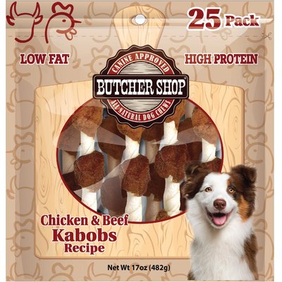 Butcher Shop Butcher Shop 5-in Chicken & Beef Kabobs Recipe Dog Jerky Treat, 17-oz bag