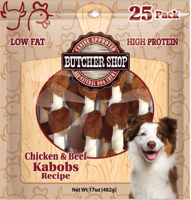 Show full view: Butcher Shop 5-in Chicken & Beef Kabobs Recipe Dog Jerky Treat, 17-oz bag slide 1 of 2