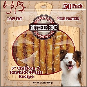 Butcher Shop 5-in Chicken & Rawhide Twists Recipe Dog Jerky Treat, 21.1-oz bag