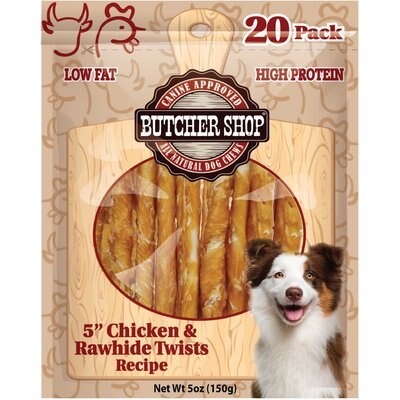 Butcher Shop Butcher Shop 5-in Chicken & Rawhide Twists Recipe Dog Jerky Treat, 8-oz bag