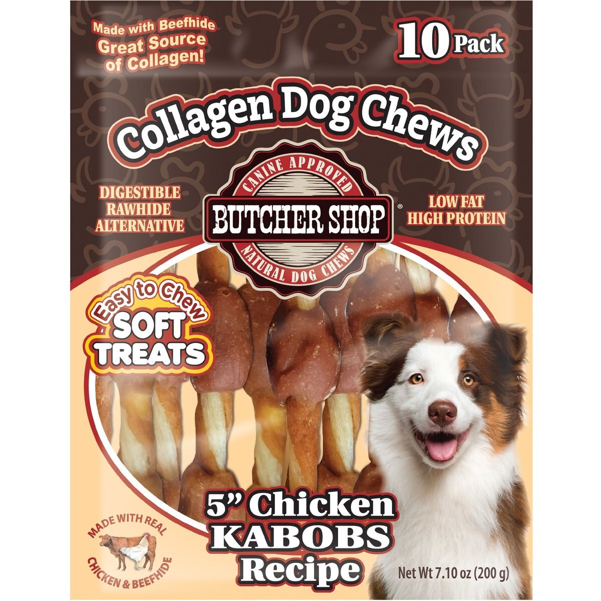 Butcher Shop Collagen 5-in Chicken Kabobs Recipe Dog Jerky Treat, 7.1-oz bag