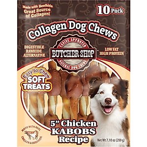 Butcher Shop Collagen 5-in Chicken Kabobs Recipe Dog Jerky Treat, 7.1-oz bag