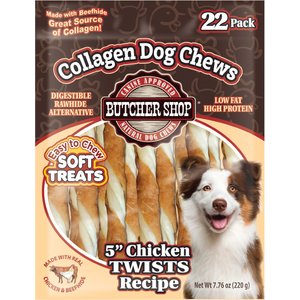 Butcher Shop Collagen 5-in Chicken Twists Recipe Dog Jerky Treat, 7.76-oz bag