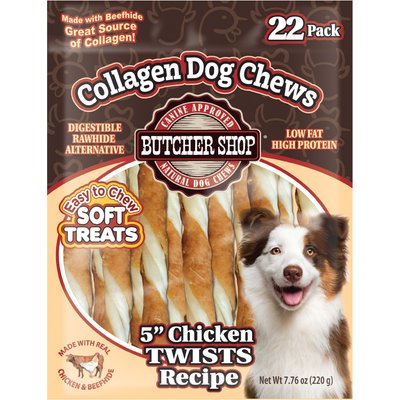 Butcher Shop Butcher Shop Collagen 5-in Chicken Twists Recipe Dog Jerky Treat, 7.76-oz bag