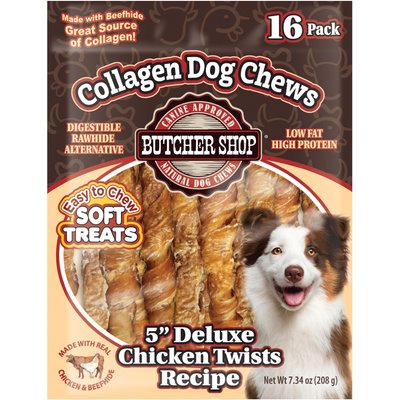 Butcher Shop Butcher Shop Collagen 5-in Deluxe Chicken Twists Recipe Dog Jerky Treat, 7.34-oz bag