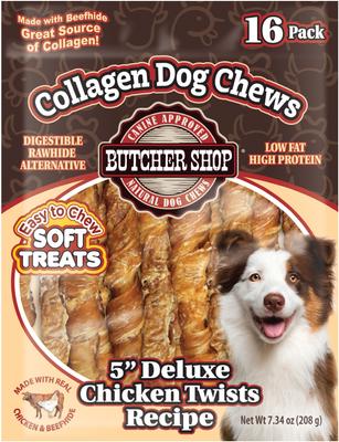 BUTCHER SHOP Collagen 5-in Deluxe Chicken Twists Recipe Dog Jerky