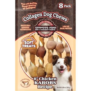 Butcher Shop Collagen 8-in Chicken Kabobs Recipe Dog Jerky Treat, 9.88-oz bag
