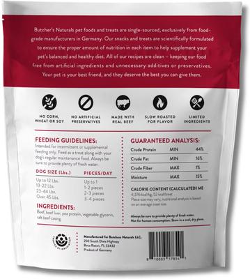 Show full view: Butcher's Naturals Slow Roasted Beef Sausage Soft & Chewy Dog Treats, 10-oz bag slide 3 of 11