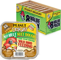 C&S Peanut Delight No Melt Suet Dough Wild Bird Food, 11-oz tray, case of 8