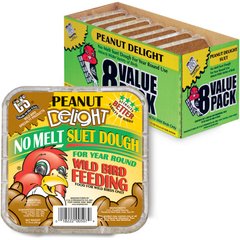 C&S Peanut Delight No Melt Suet Dough Wild Bird Food, 11-oz tray, case of 8
