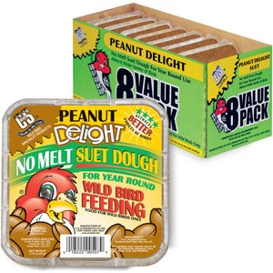 C&S Peanut Delight No Melt Suet Dough Wild Bird Food, 11-oz tray, case of 8