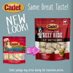 Cadet Premium Beef Hide Knotted Bone Beef Flavor Dog Chews, 4-5-in, 1-lb bag slide 2 of 9