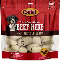 Cadet Premium Beef Hide Knotted Bone Beef Flavor Dog Chews, 4-5-in, 2-lb bag