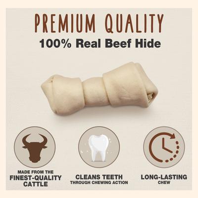 Show full view: Cadet Premium Beef Hide Knotted Bone Beef Flavor Dog Chews, 4-5-in, 2-lb bag slide 4 of 10